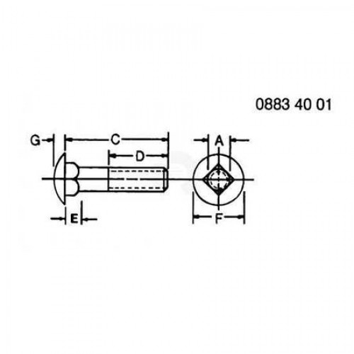 Болт, Bolt, Rd Hd Sq Short Neck, Metric 03M7196 