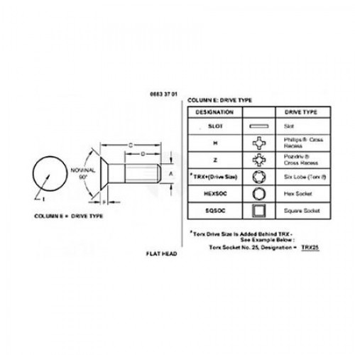 Винт, Screw, Sltd Flat Ctsk Head, Metric 21M7194 