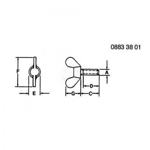 Винт с барашком, Screw, Wing, Metric 21M7236 