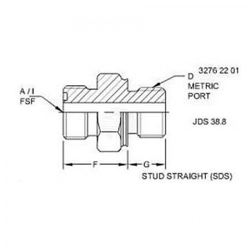 Фитинг переходника, Stud Straight (sds), Orfs 38H5002 