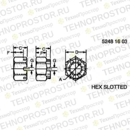 Гайка, Nut, Metric Hex Slotted 14M7189 