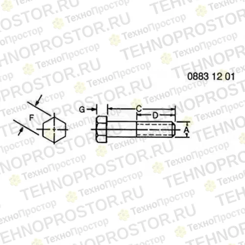 Винт с головкой, Screw, Hex Head 19H1782 
