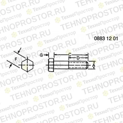 Винт с головкой, Screw, Hex Head 19H3255 