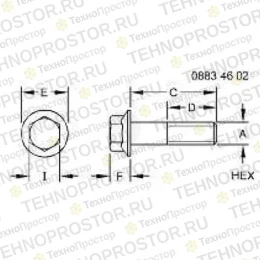 Винт, Screw, Flanged, Metric 19M7806 