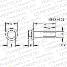 Болт, Screw, Flanged, Metric 19M7843 