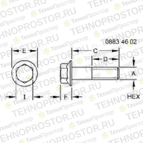 Винт, Screw, Flanged, Metric 19M9370 