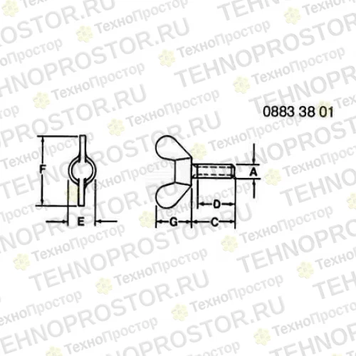 Винт с барашком, Screw, Wing, Metric 21M7236 